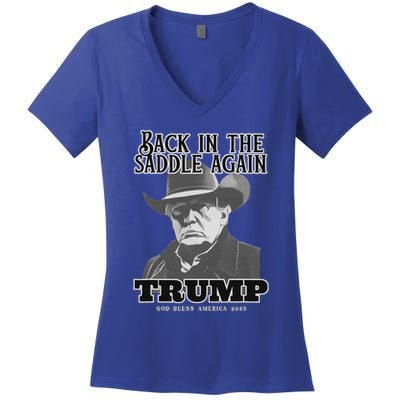Donald Trump Back In The Saddle Again Women's V-Neck T-Shirt