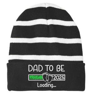 Dad To Be 2025 Dad Loading 2025 Father Striped Beanie with Solid Band