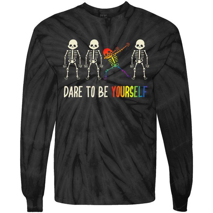 Dare To Be Yourself Cute Lgbt Pride Tie-Dye Long Sleeve Shirt