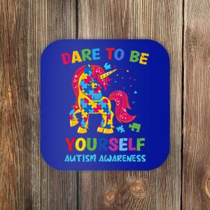 Dare To Be Yourself Unicorn Autism Awareness Gift Coaster