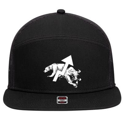 Day Trading Bear Bull Stock Market Day Trader 7 Panel Mesh Trucker Snapback Hat