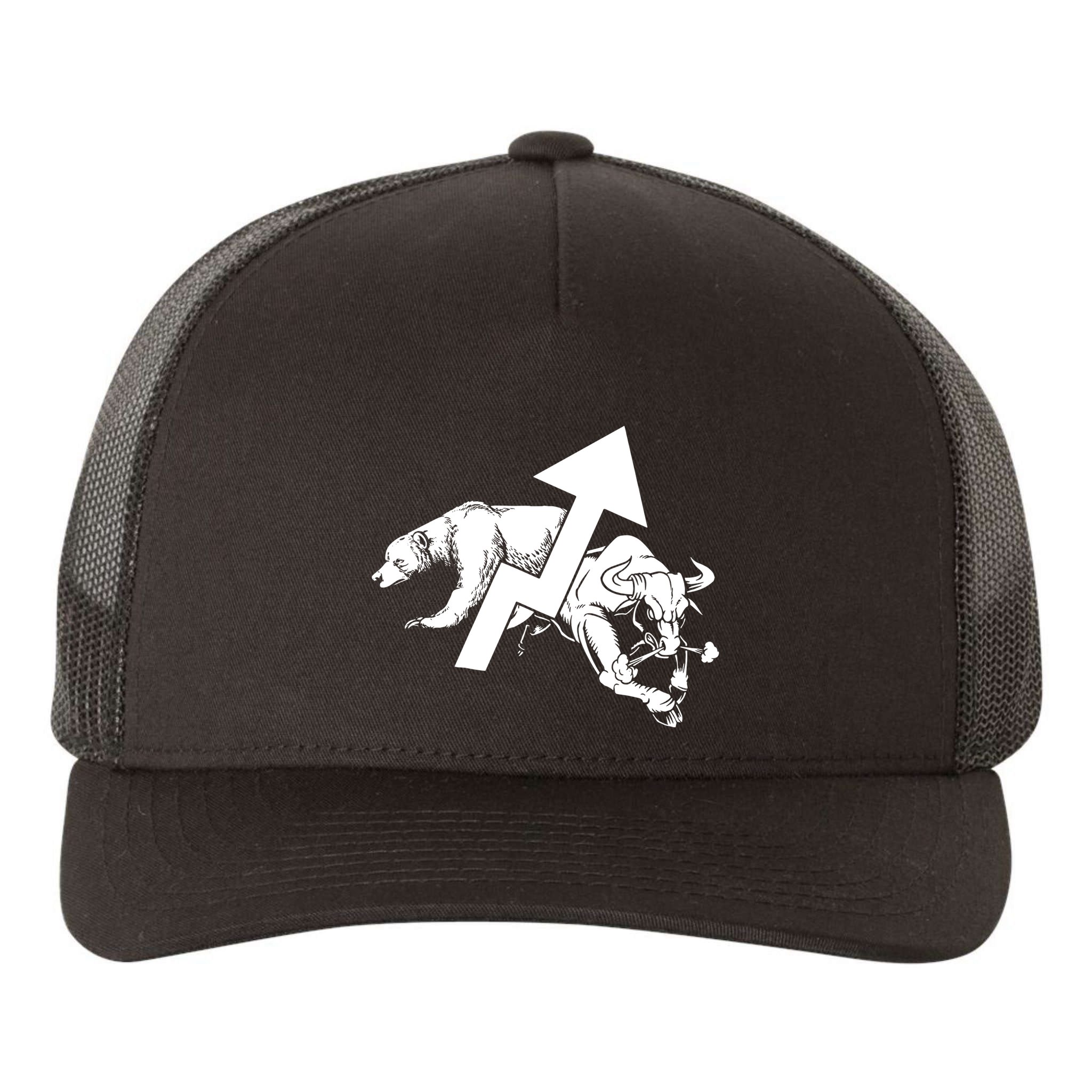 Day Trading Bear Bull Stock Market Day Trader Yupoong Adult 5-Panel Trucker Hat