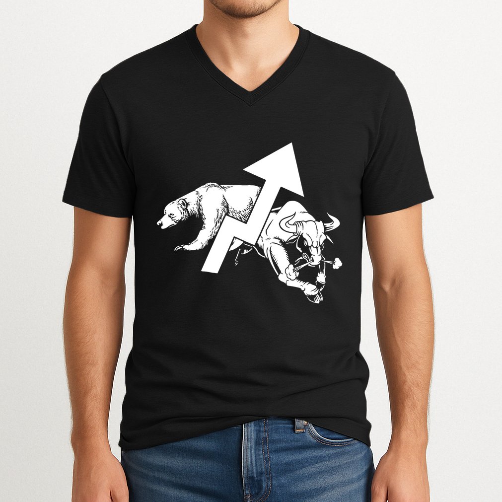 Day Trading Bear Bull Stock Market Day Trader V-Neck T-Shirt