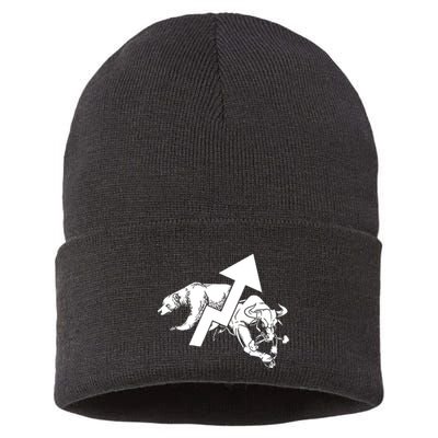 Day Trading Bear Bull Stock Market Day Trader Sustainable Knit Beanie