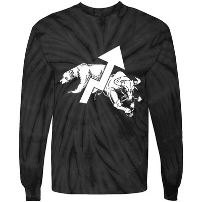 Day Trading Bear Bull Stock Market Day Trader Tie-Dye Long Sleeve Shirt