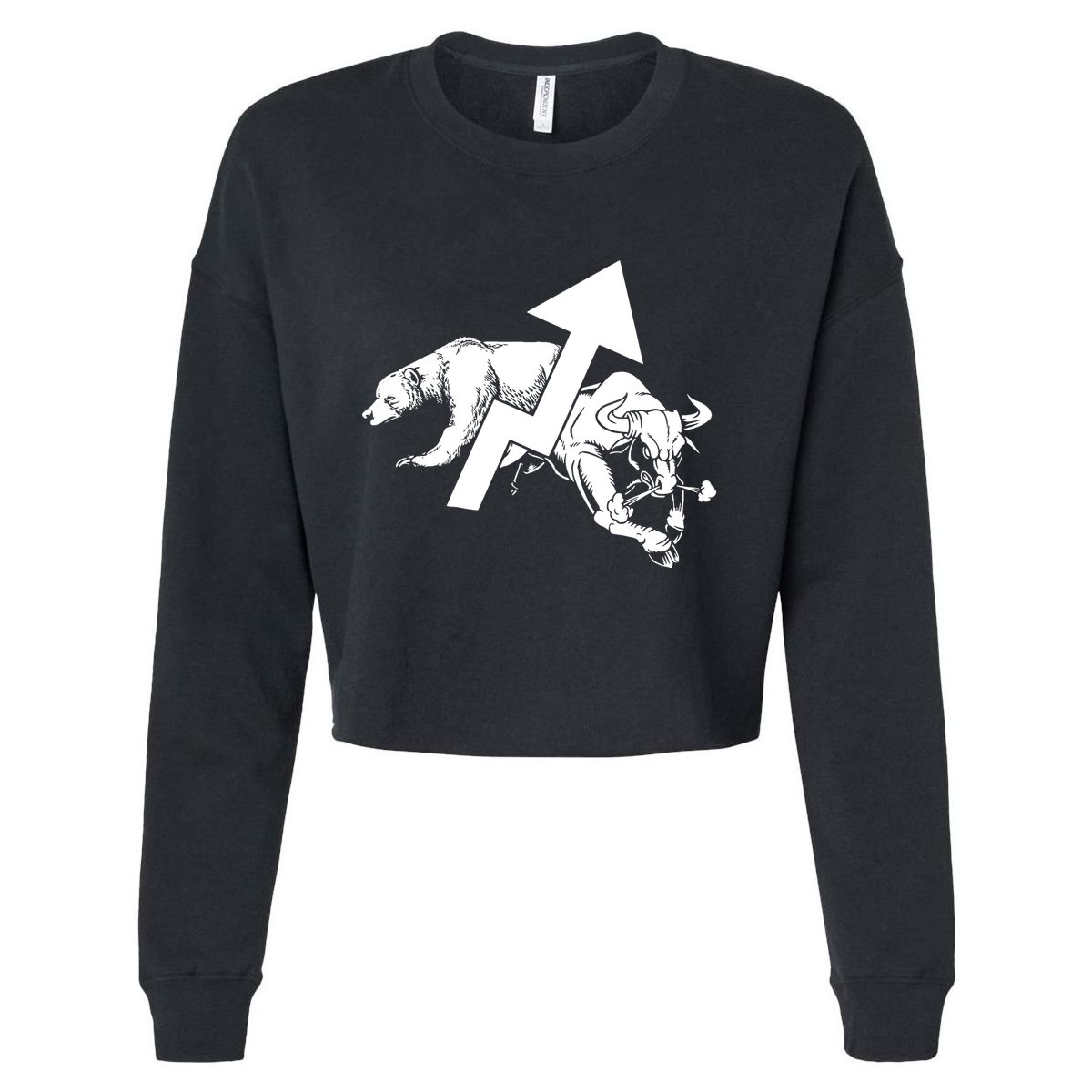 Day Trading Bear Bull Stock Market Day Trader Cropped Pullover Crew