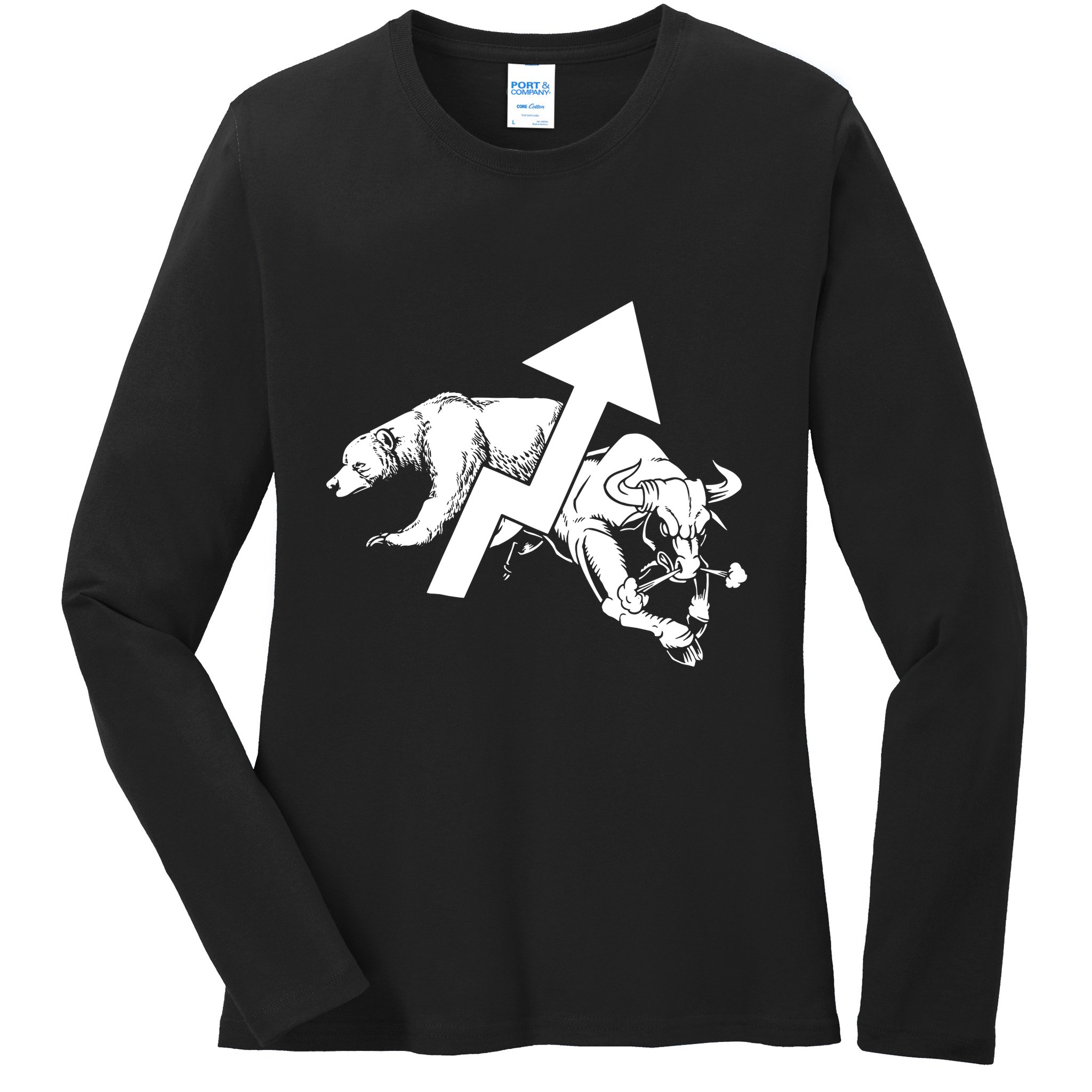 Day Trading Bear Bull Stock Market Day Trader Ladies Long Sleeve Shirt