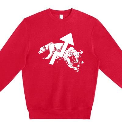 Day Trading Bear Bull Stock Market Day Trader Premium Crewneck Sweatshirt