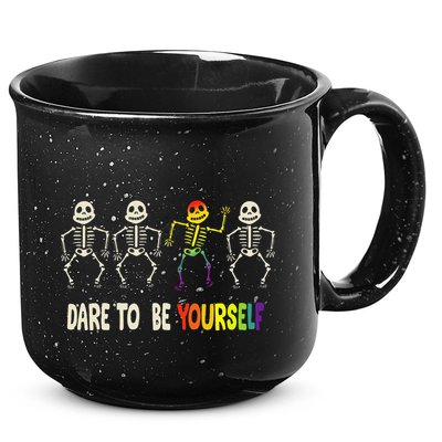 Dare To Be Yourself Cute Lgbt Pride Bones Rainbow 15oz Campfire Ceramic Mug