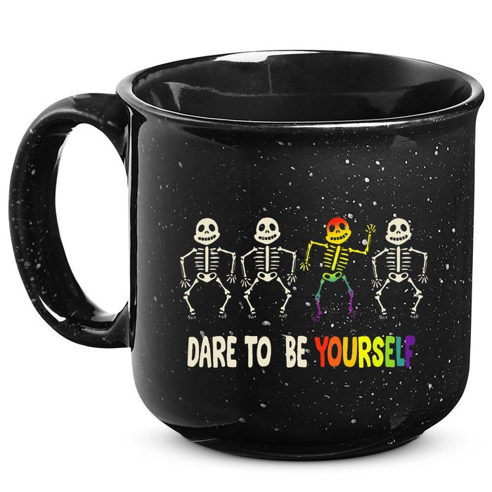 Dare To Be Yourself Cute Lgbt Pride Bones Rainbow 15oz Campfire Ceramic Mug