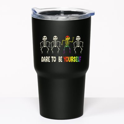 Dare To Be Yourself Cute Lgbt Pride Bones Rainbow Tumbler