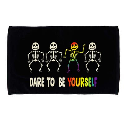 Dare To Be Yourself Cute Lgbt Pride Bones Rainbow Microfiber Hand Towel