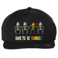 Dare To Be Yourself Cute Lgbt Pride Bones Rainbow Wool Snapback Cap