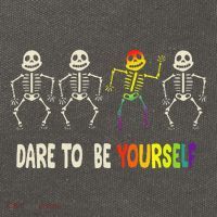 Dare To Be Yourself Cute Lgbt Pride Bones Rainbow Cotton Canvas Backpack