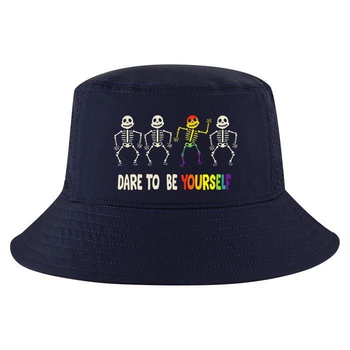 Dare To Be Yourself Cute Lgbt Pride Bones Rainbow Cool Comfort Performance Bucket Hat