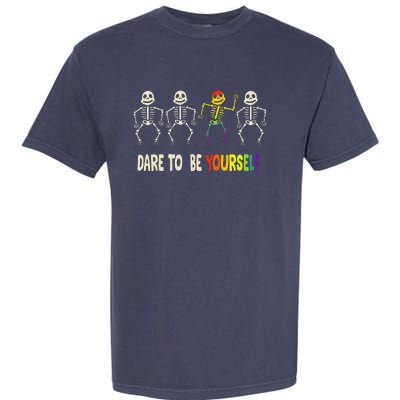 Dare To Be Yourself Cute Lgbt Pride Bones Rainbow Garment-Dyed Heavyweight T-Shirt