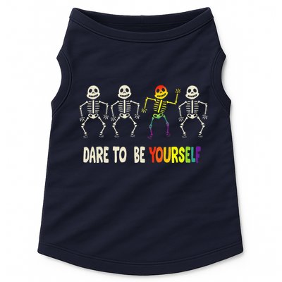Dare To Be Yourself Cute Lgbt Pride Bones Rainbow Doggie Tank