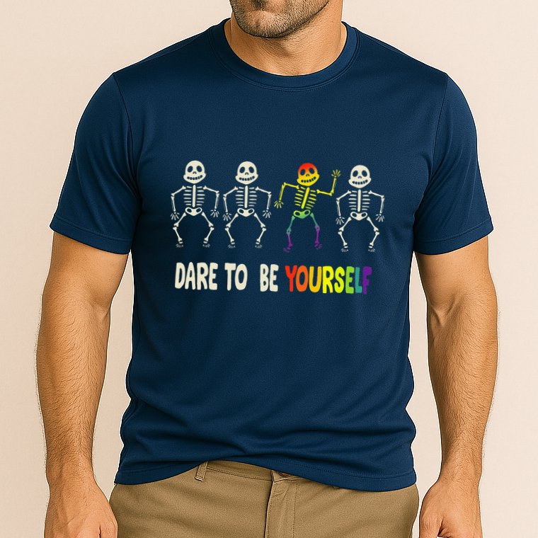 Dare To Be Yourself Cute Lgbt Pride Bones Rainbow Performance Shirt