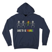 Dare To Be Yourself Cute Lgbt Pride Bones Rainbow Hoodie