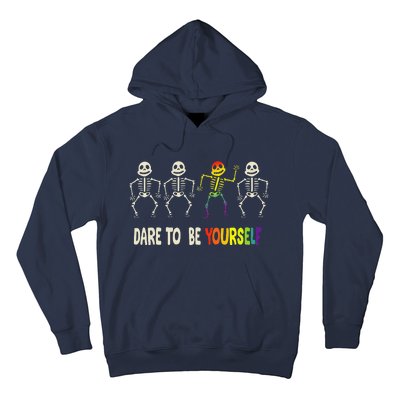 Dare To Be Yourself Cute Lgbt Pride Bones Rainbow Hoodie