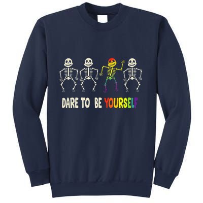 Dare To Be Yourself Cute Lgbt Pride Bones Rainbow Sweatshirt
