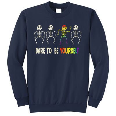 Dare To Be Yourself Cute Lgbt Pride Bones Rainbow Sweatshirt