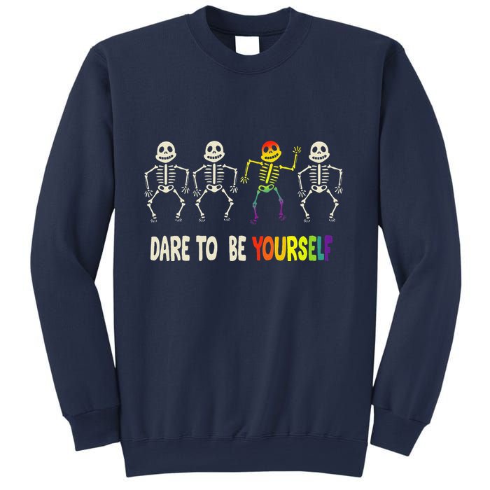 Dare To Be Yourself Cute Lgbt Pride Bones Rainbow Sweatshirt