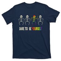 Dare To Be Yourself Cute Lgbt Pride Bones Rainbow T-Shirt