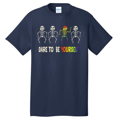 Dare To Be Yourself Cute Lgbt Pride Bones Rainbow Tall T-Shirt