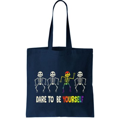 Dare To Be Yourself Cute Lgbt Pride Bones Rainbow Bag
