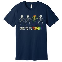 Dare To Be Yourself Cute Lgbt Pride Bones Rainbow Premium T-Shirt