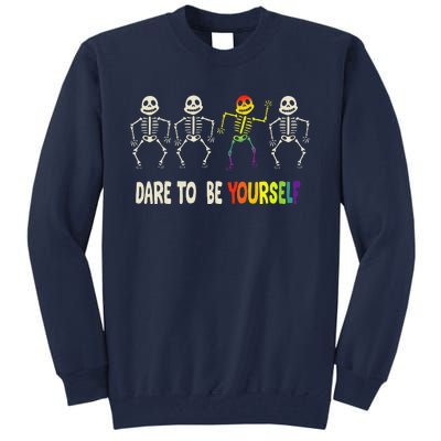 Dare To Be Yourself Cute Lgbt Pride Bones Rainbow Tall Sweatshirt