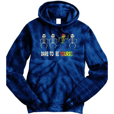 Dare To Be Yourself Cute Lgbt Pride Bones Rainbow Tie Dye Hoodie