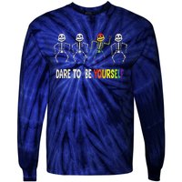 Dare To Be Yourself Cute Lgbt Pride Bones Rainbow Tie-Dye Long Sleeve Shirt