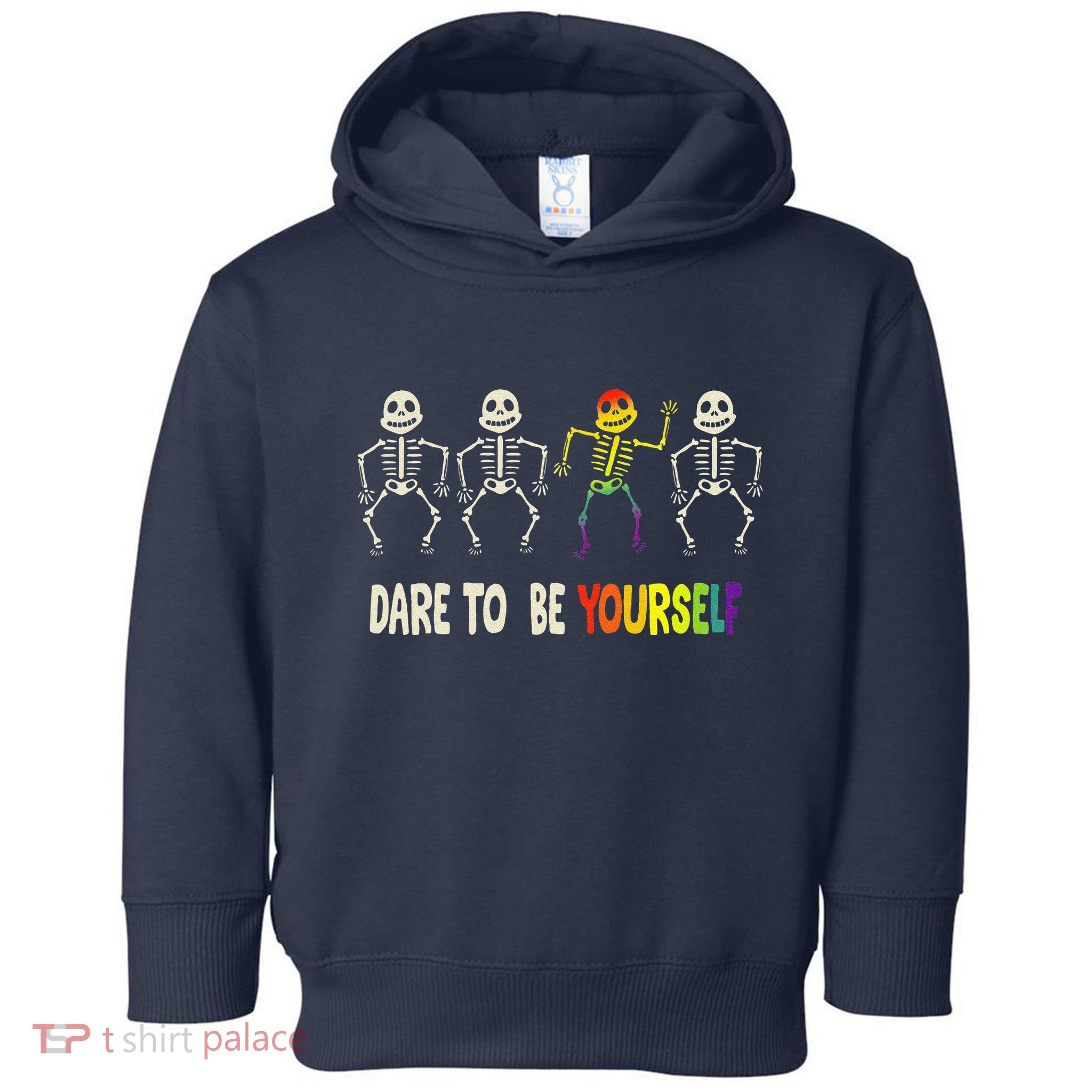Dare To Be Yourself Cute Lgbt Pride Bones Rainbow Toddler Hoodie