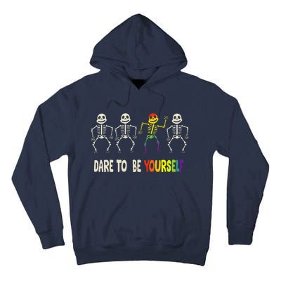 Dare To Be Yourself Cute Lgbt Pride Bones Rainbow Tall Hoodie