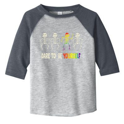 Dare To Be Yourself Cute Lgbt Pride Bones Rainbow Toddler Fine Jersey T-Shirt