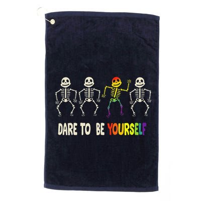 Dare To Be Yourself Cute Lgbt Pride Bones Rainbow Golf Towel