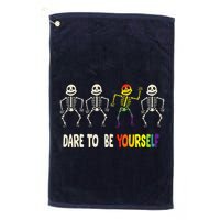 Dare To Be Yourself Cute Lgbt Pride Bones Rainbow Golf Towel