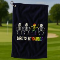 Dare To Be Yourself Cute Lgbt Pride Bones Rainbow Golf Towel