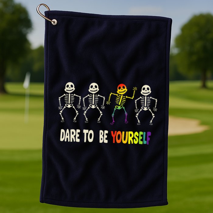 Dare To Be Yourself Cute Lgbt Pride Bones Rainbow Golf Towel