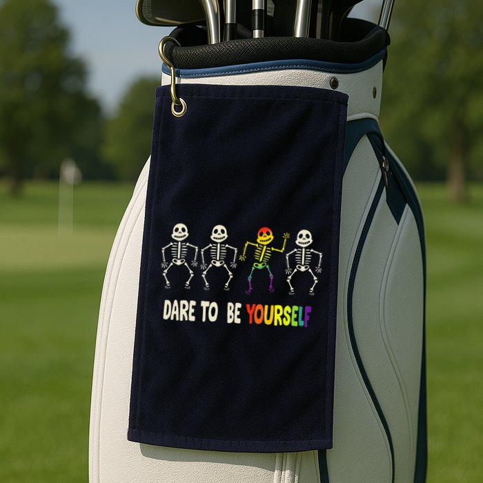 Dare To Be Yourself Cute Lgbt Pride Bones Rainbow Golf Towel