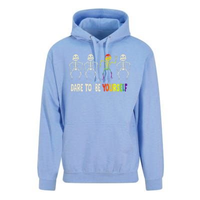 Dare To Be Yourself Cute Lgbt Pride Bones Rainbow Unisex Surf Hoodie