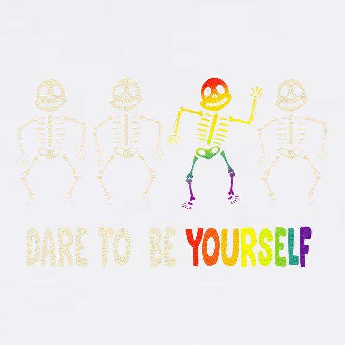 Dare To Be Yourself Cute Lgbt Pride Bones Rainbow Garment-Dyed Sweatshirt