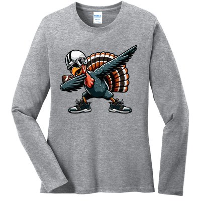 Dabbing Turkey Bowl Football Thanksgiving Ladies Long Sleeve Shirt