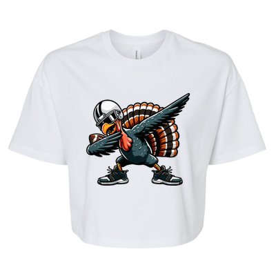 Dabbing Turkey Bowl Football Thanksgiving Bella+Canvas Jersey Crop Tee