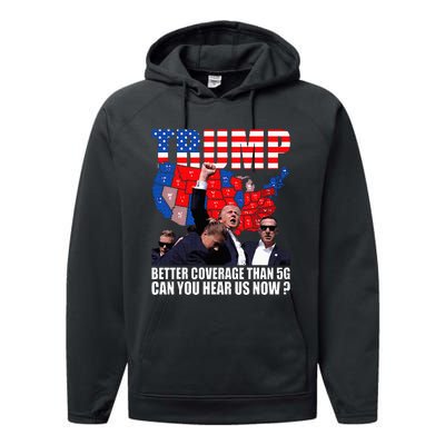 Donald Trump Better Coverage Than 5g Can You Hear Us Now Performance Fleece Hoodie