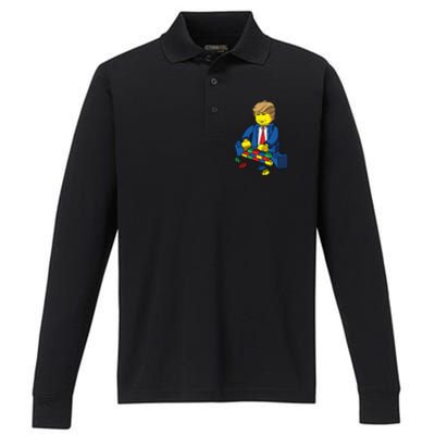 Donald Trump Build A Wall Performance Long Sleeve Polo