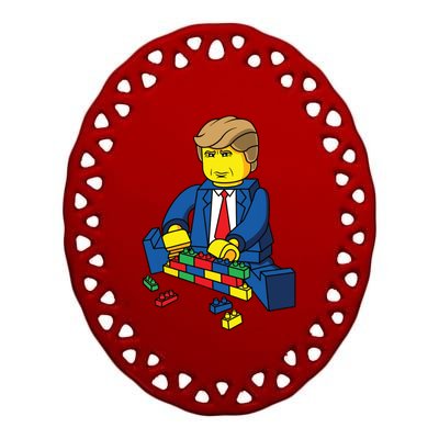 Donald Trump Build A Wall Ceramic Oval Ornament