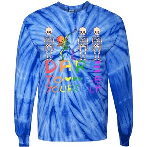 Dare To Be Yours Lgbtq+ Pride Awareness Movet Gift Tie-Dye Long Sleeve Shirt